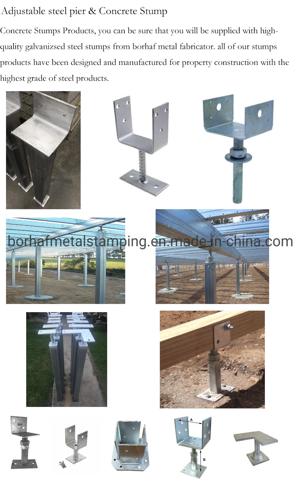 Wood Base Post Metal Anchors Support Bracket for Wood Timber